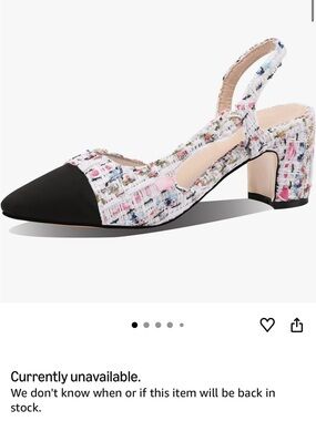 Tweed cap toe sling backs